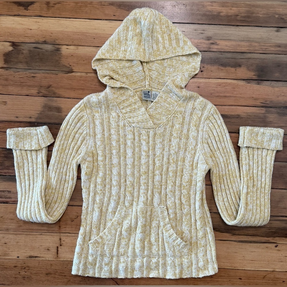 Fossil Vintage Hooded Cable Knit Sweater Wool Blend Size M